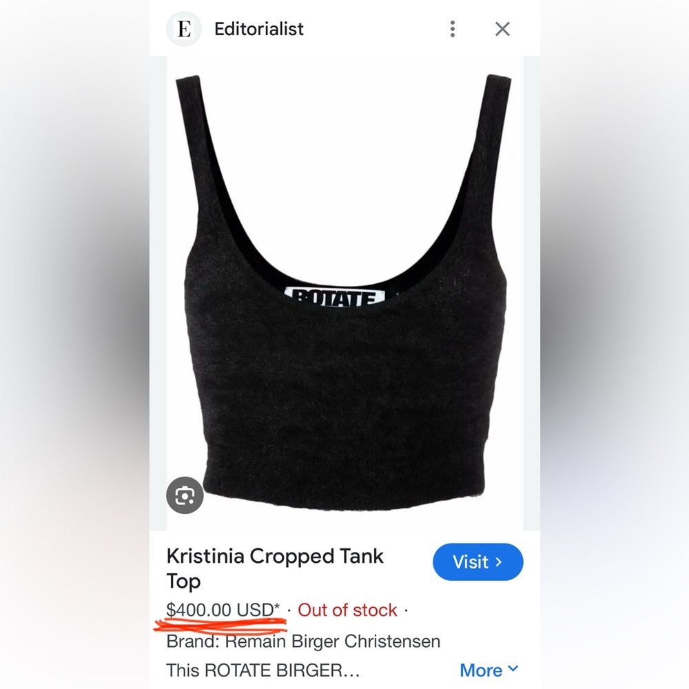Rotate BIRGER CHRISTENSEN Kristinia Cropped Tank Top Size 4